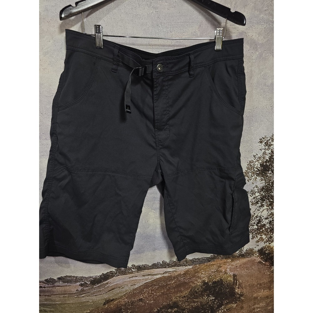 Prana Stretch Zion Shorts 36 Gray Cargo Belted 12" Inseam Outdoor Hiking